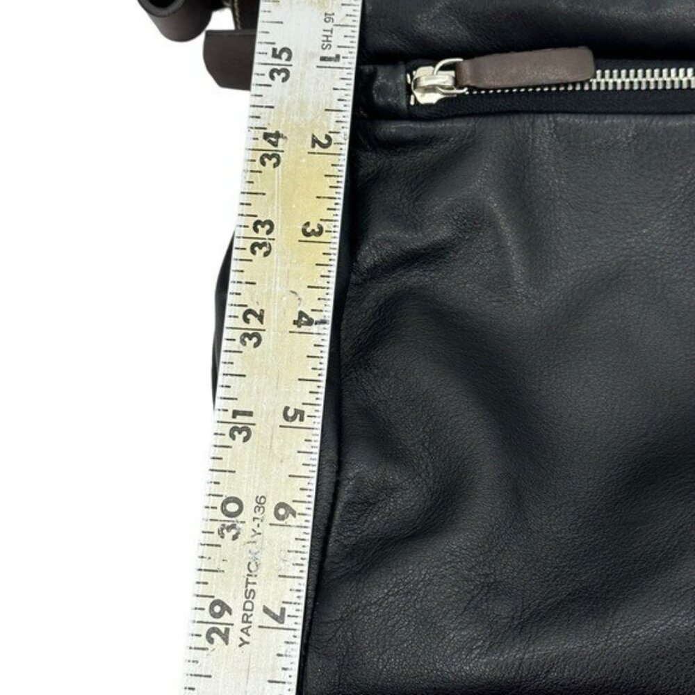 Francesco Biasia Black Leather Shoulder Bag with Brown Strap - Picture 14 of 16